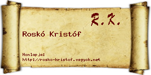 Roskó Kristóf névjegykártya